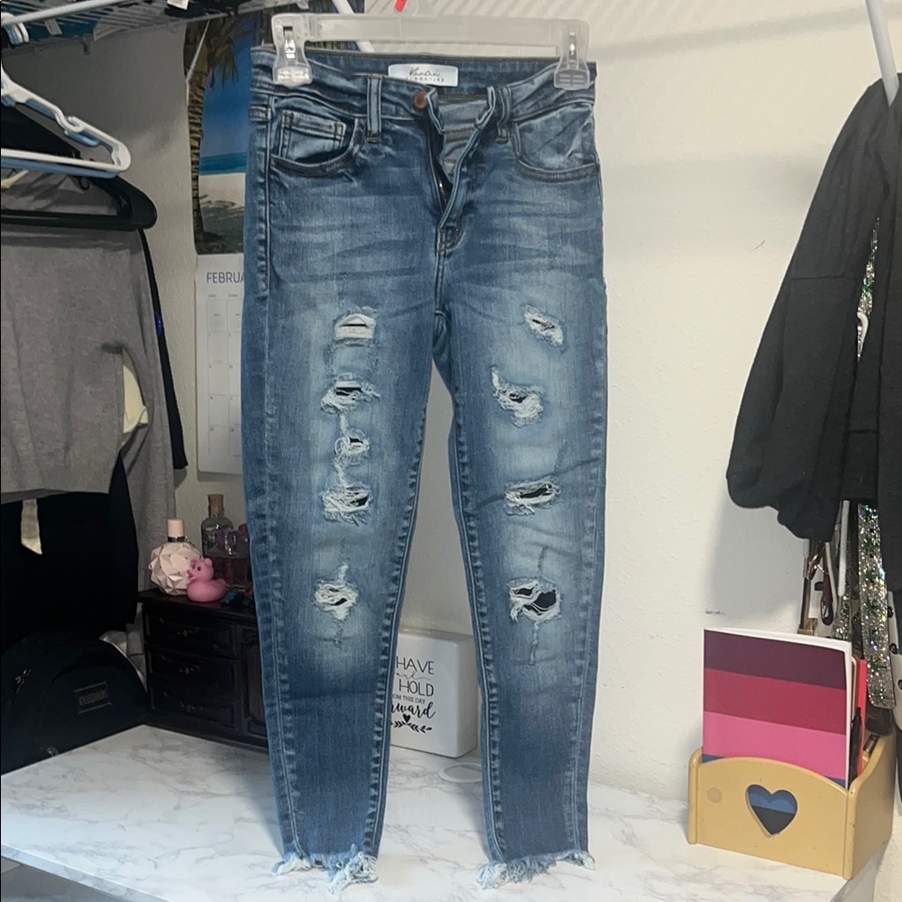 KanCan Blue Ankle Cropped Skinny Jeans